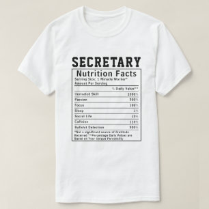 Funny Secretary Nutrition Fakten Mitarbeiter Mitar T-Shirt