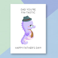 Funny Seepferd Pun Vatertag Card