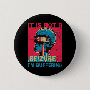 Funny Seizure - Lila Schleife für Epilepsie Awaren Button