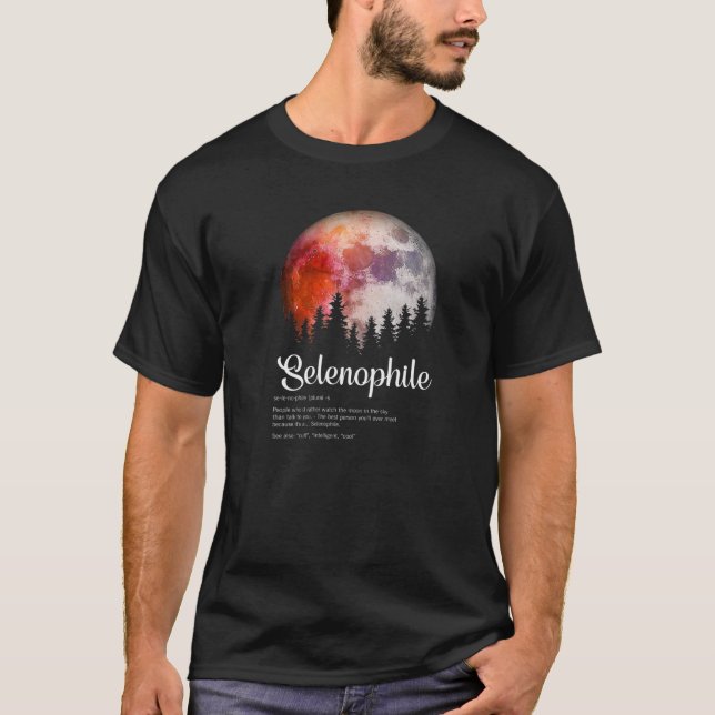 Funny Selenophile Definition Cool Vollmond Illust T-Shirt (Vorderseite)