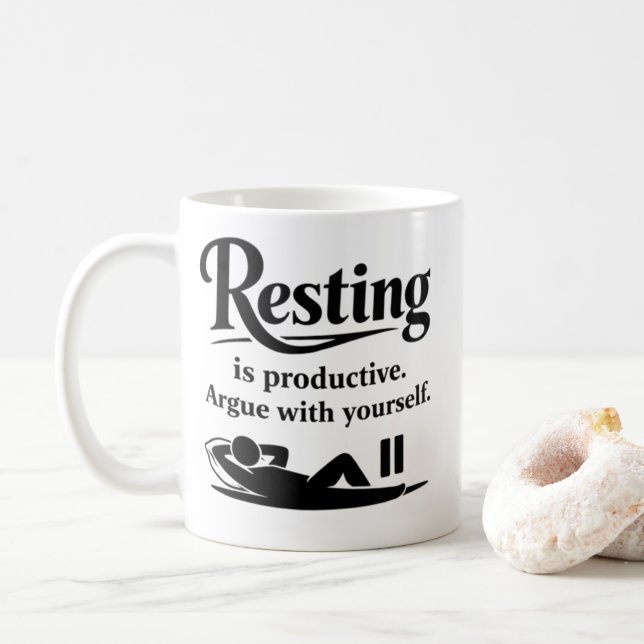 Funny Self Care Mug – Resting Is Productive Kaffeetasse (Mit Donut)