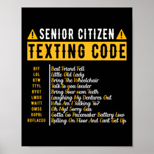 Funny Senior Citizen&# s Gesimst Code Vintag Gra Poster