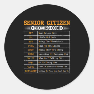 Funny Senior Citizens Simst Code for Old People Runder Aufkleber