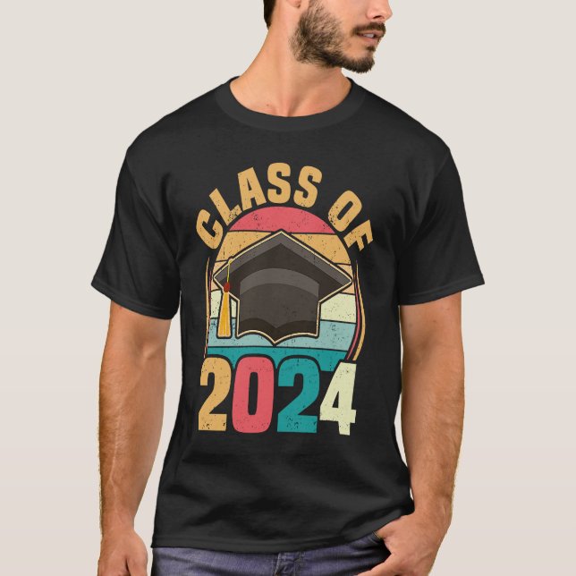 Funny Senior Class Of 2024 Retro Graduation 2024 T-Shirt (Vorderseite)