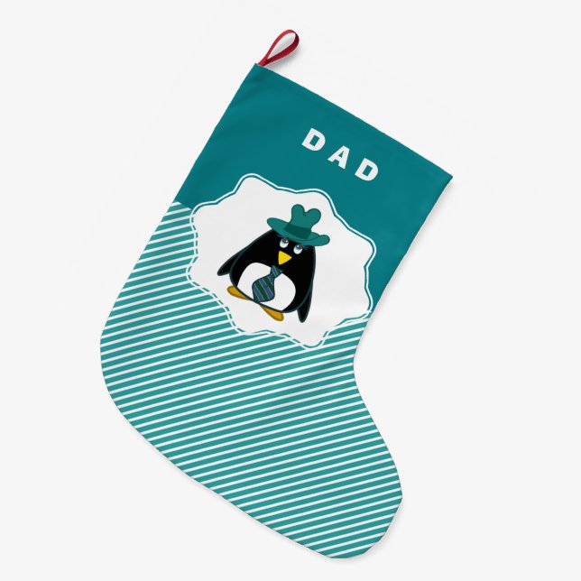 Funny Senior Penguin Vater Weihnachts-Strumpf Großer Weihnachtsstrumpf (Vorderansicht (hängend))