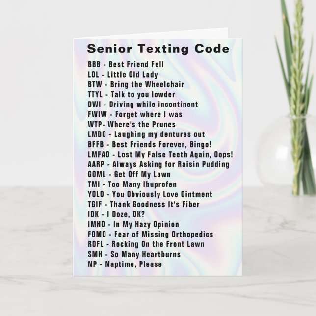 Funny Senior Sims Code Karte (Vorderseite)