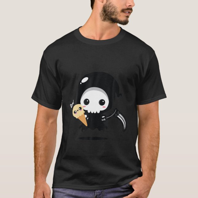 Funny Sensenmann Scythe mit Ice Cream Dessert Love T-Shirt (Vorderseite)