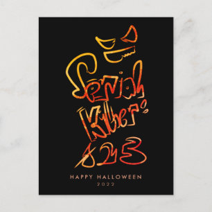 Funny Serial Killer Typografie Spooky Pumbkin Postkarte