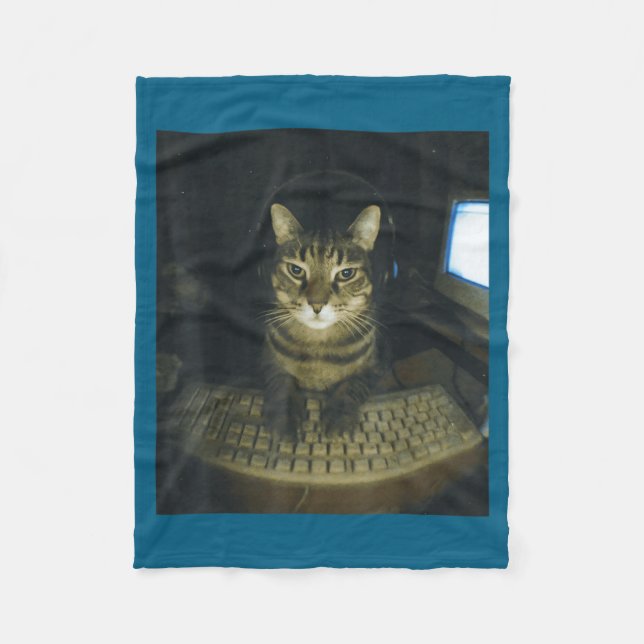 Funny Serious Gamer Cat Lovers Stud Kitty Cat Meme Fleecedecke (Vorderseite)
