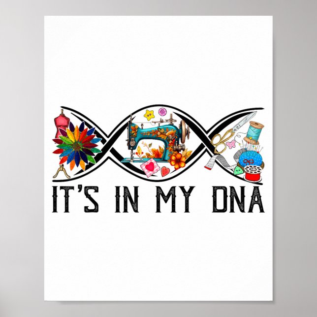 Funny Sewing Quilter Sewer Dna Quilting Hobby Craf Poster (Vorne)