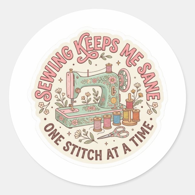 Funny Sewing Sticker - Vintage Machine One Stitch  (Vorderseite)