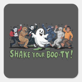 Funny Shake dein Boo-ty Vampire Mummy Ghost Quadratischer Aufkleber