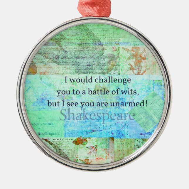 Funny Shakespeare beleidigend Zitat Elisabethkunst Silbernes Ornament (Vorne)
