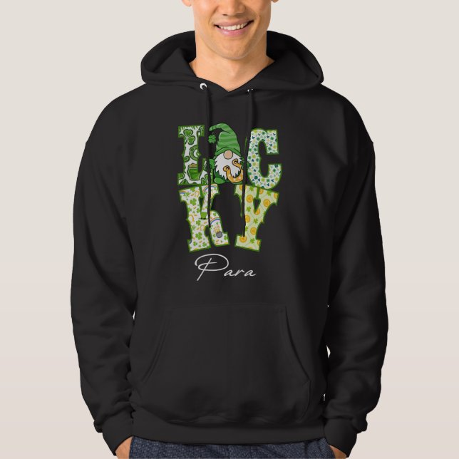 Funny Shamrock Gnome Luck Para St Patricks Day Iri Hoodie (Vorderseite)