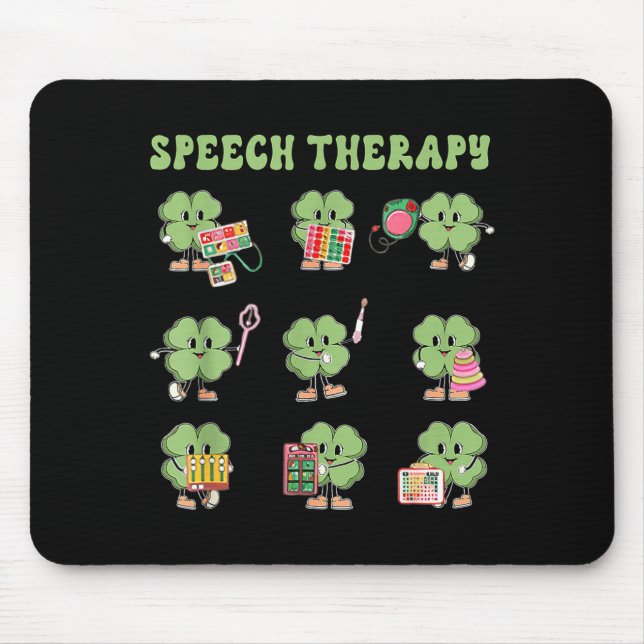 Funny Shamrock Speech Therapy St Patrick's Day Slp Mousepad (Vorne)