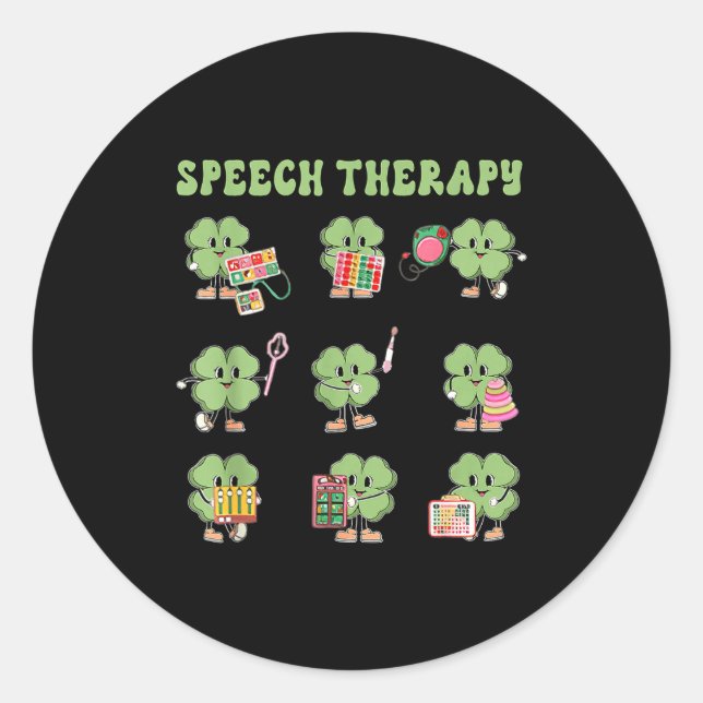 Funny Shamrock Speech Therapy St Patrick's Day Slp Runder Aufkleber (Vorderseite)