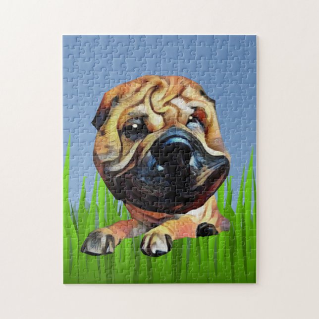 Funny Shar Pei Dog 252 Piece Puzzle (Vertikal)