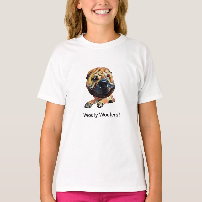 Funny Shar Pei Dog Girls T - Shirt (Vorderseite)