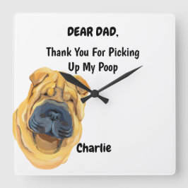 Funny Shar pei Hund Vater Pinacoteca Casa Serodine Quadratische Wanduhr