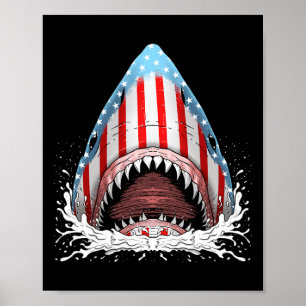 Funny Shark American Flag Jawsome 4. Juli Kinder Poster