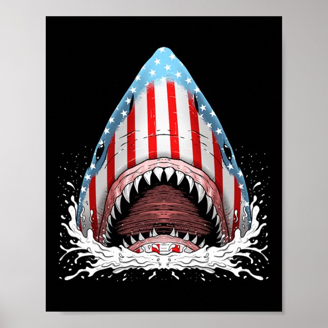 Funny Shark American Flag Jawsome 4. Juli Kinder Poster (Vorne)