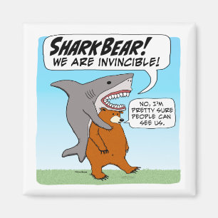 Funny Shark and Bär Team Up As Shark Bear Magnet