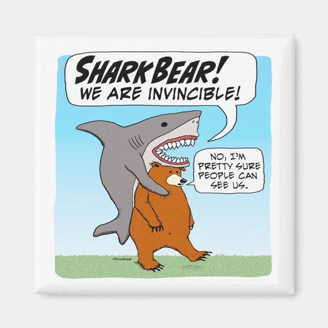 Funny Shark and Bär Team Up As Shark Bear Magnet (Vorne)