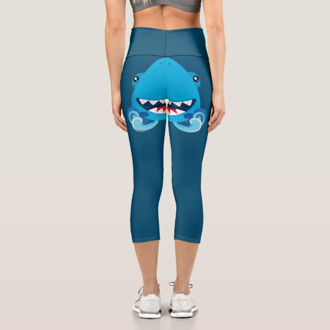 Funny Shark Attack Capri Leggings (Rückseite)