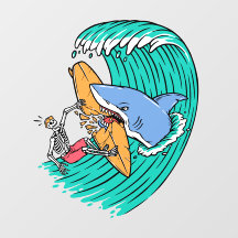 Funny Shark Attacks Surfer Skeleton Typ
