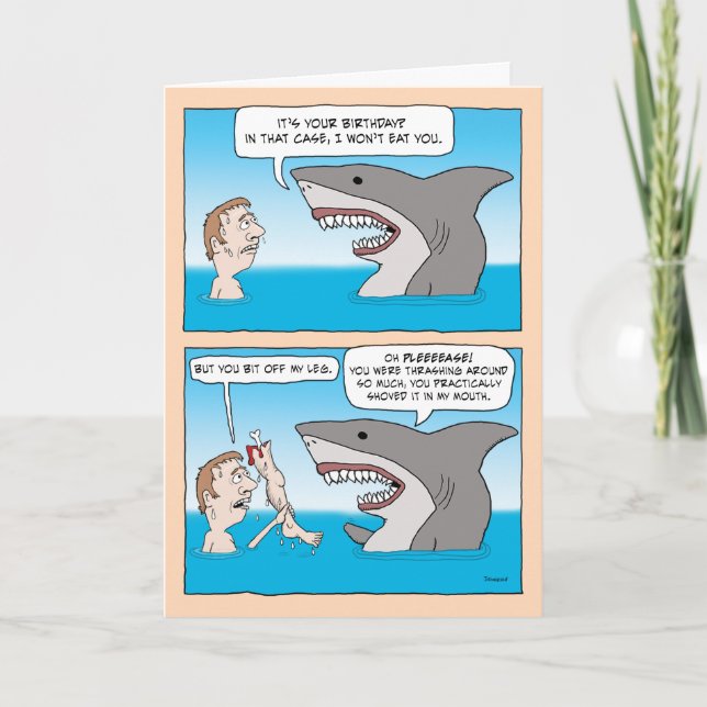 Funny Shark Begegnung Geburtstag Karte (Vorderseite)