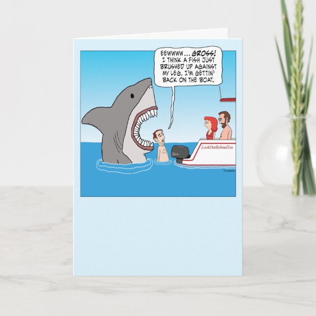 Funny Shark beim Swimmingpool zum Geburtstag Karte (Vorderseite)