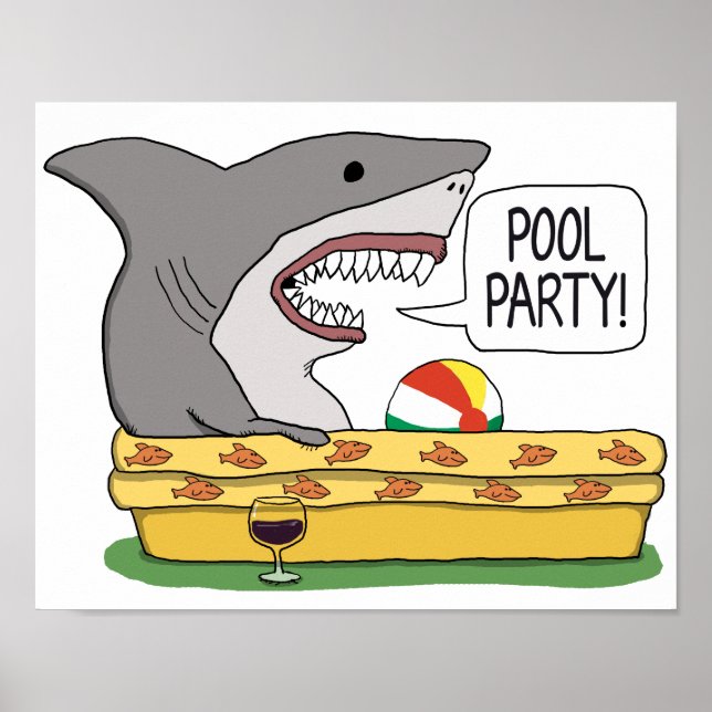 Funny Shark Bereit für Pool Party Poster (Vorne)