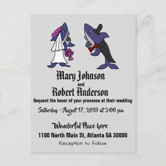 Funny Shark Briand Groom Wedding Einladung