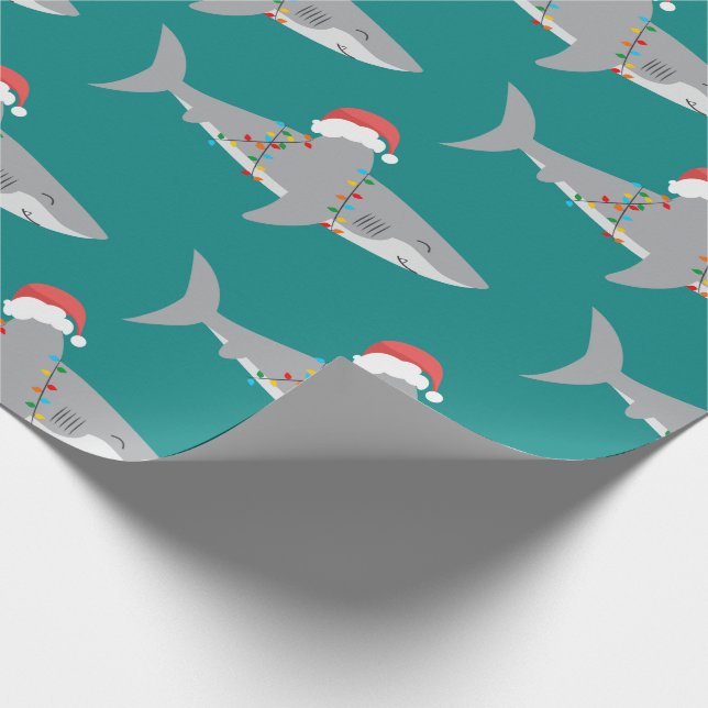 Funny Shark Christmas Geschenkpapier (Ecke)