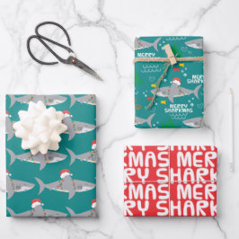 Funny Shark Christmas Geschenkpapier Set