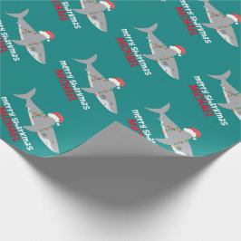 Funny Shark Christmas | Name Geschenkpapier