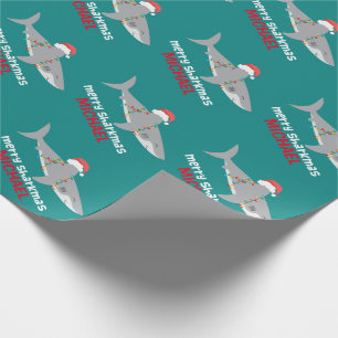 Funny Shark Christmas Name Geschenkpapier
