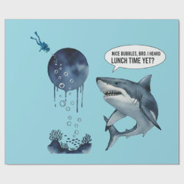 Funny shark diver lunch time nice bubbles bro geschenkpapier