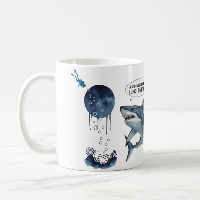 Funny shark diver lunch time :nice bubbles bro kaffeetasse (Links)