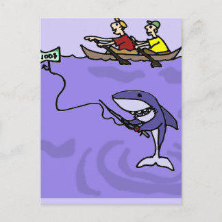 Funny Shark Fischen mit Geld Postkarte