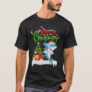Funny Shark Fish Lover Xmas Lighting Shark Christm T-Shirt