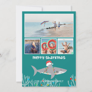 Funny Shark Foto Weihnachtsfeiertag Weihnachtskart Feiertagskarte
