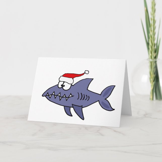 Funny Shark in Weihnachtsmannmütze Weihnachten Kun (Vorderseite)