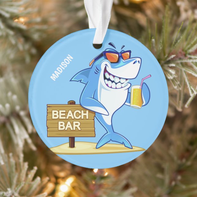 Funny Shark individuelle Name Ornament (Baum)