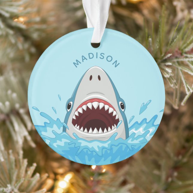 Funny Shark individuelle Name Ornament (Baum)