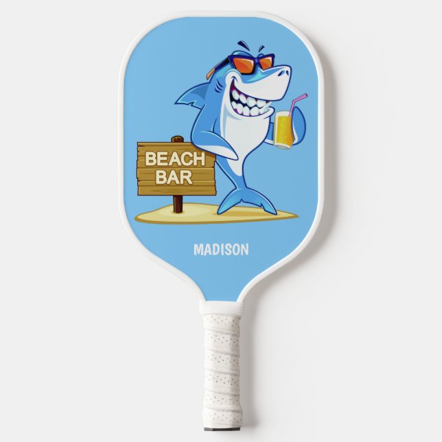 Funny Shark individuelle Name Pickleball Schläger (Vorderseite)