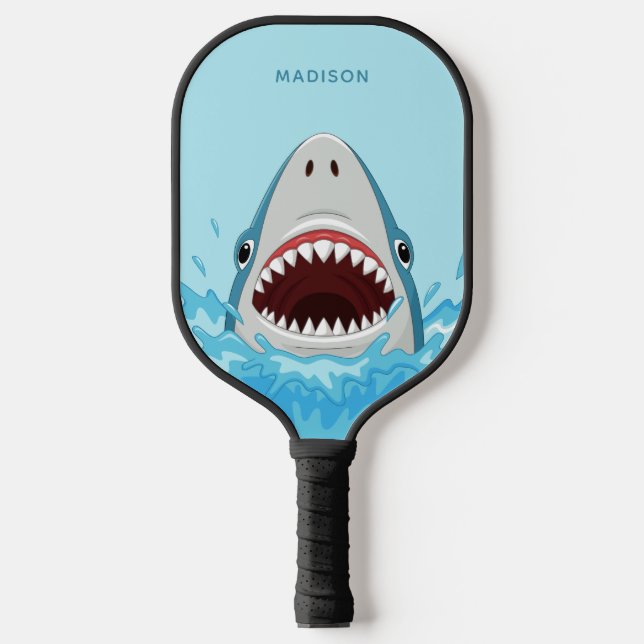 Funny Shark individuelle Name Pickleball Schläger (Vorderseite)