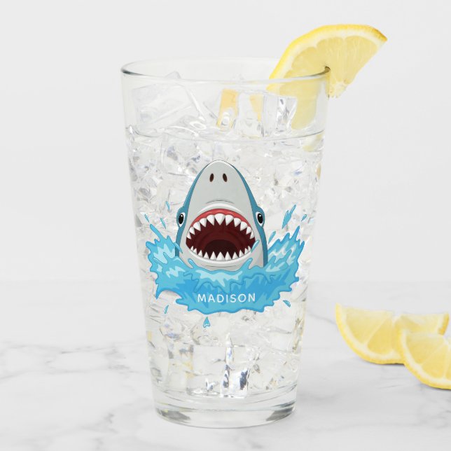 Funny Shark individuelle Name Pint Glas (Rückseite Ice)