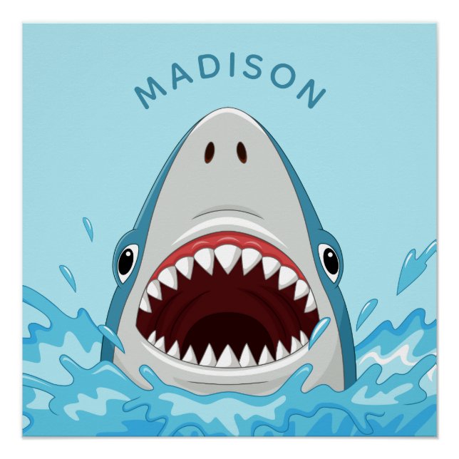 Funny Shark individuelle Name Poster (Vorderseite)