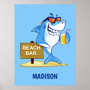 Funny Shark individuelle Name Poster
